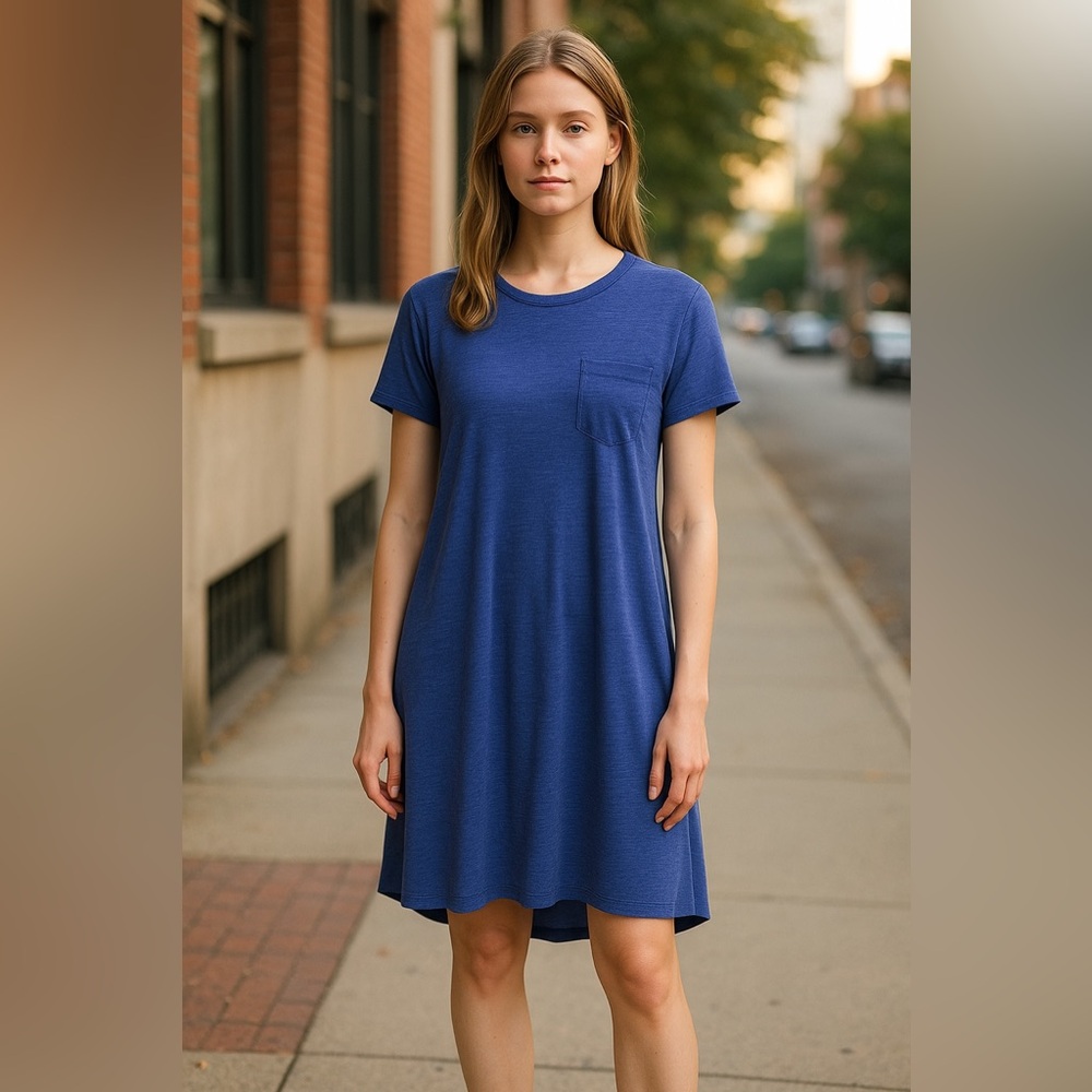 Lularoe comfort asymmetrical tiered soft casual dress perfect for Summer blue M